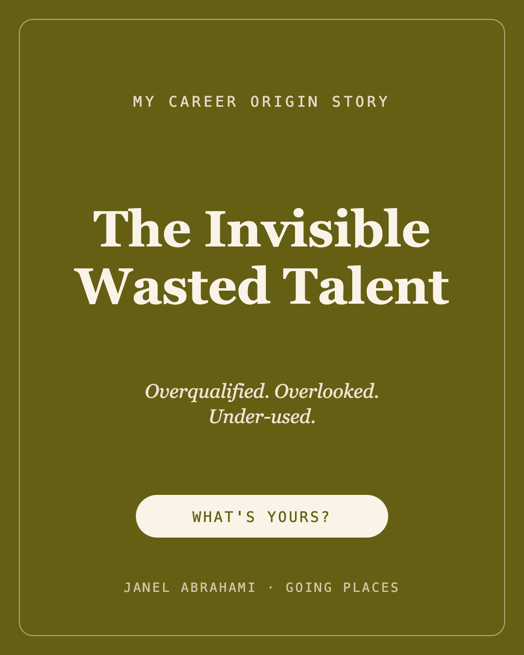Sample quiz result: My Career Origin Story — The Invisible Wasted Talent
